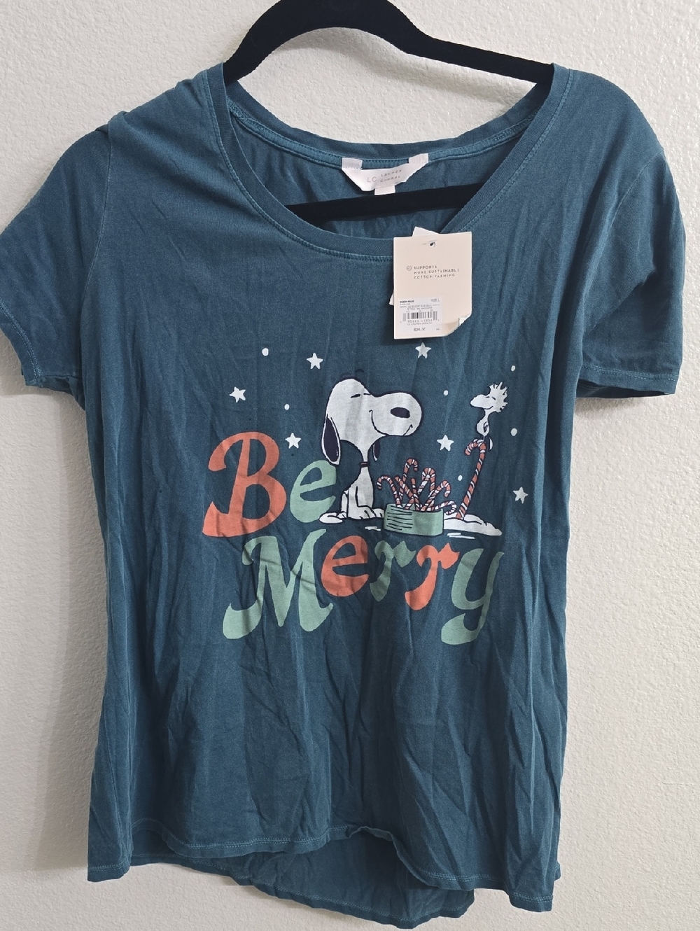 LC Lauren Conrad Teal Graphic Snoopy Tee